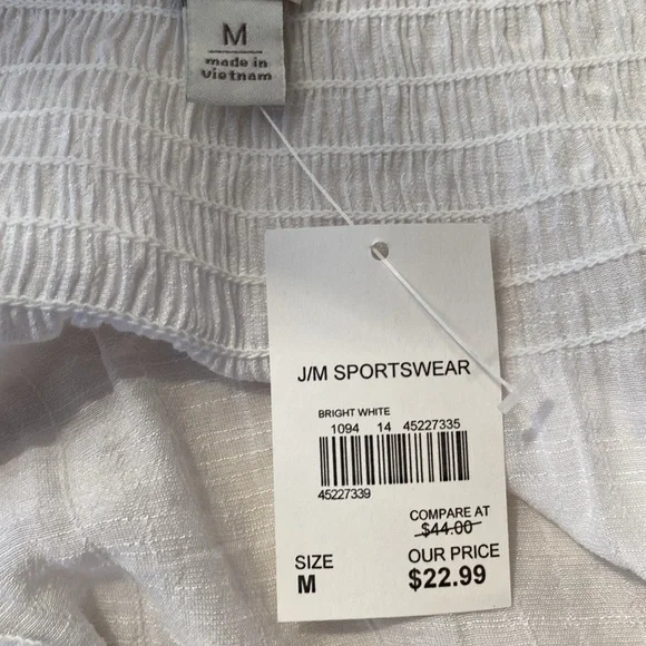 J/M Sportswear by Cato, Boho Top, White, Medium, NWT - Picture 7 of 9
